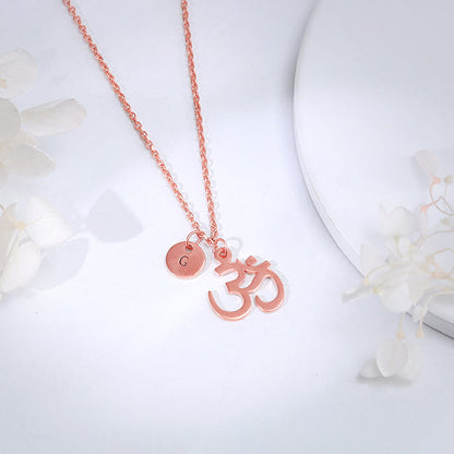 Rose Gold Personalised Om Pendant With Link Chain