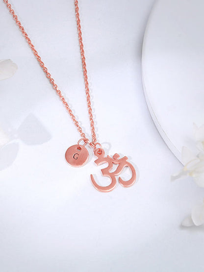 Rose Gold Personalised Om Pendant With Link Chain