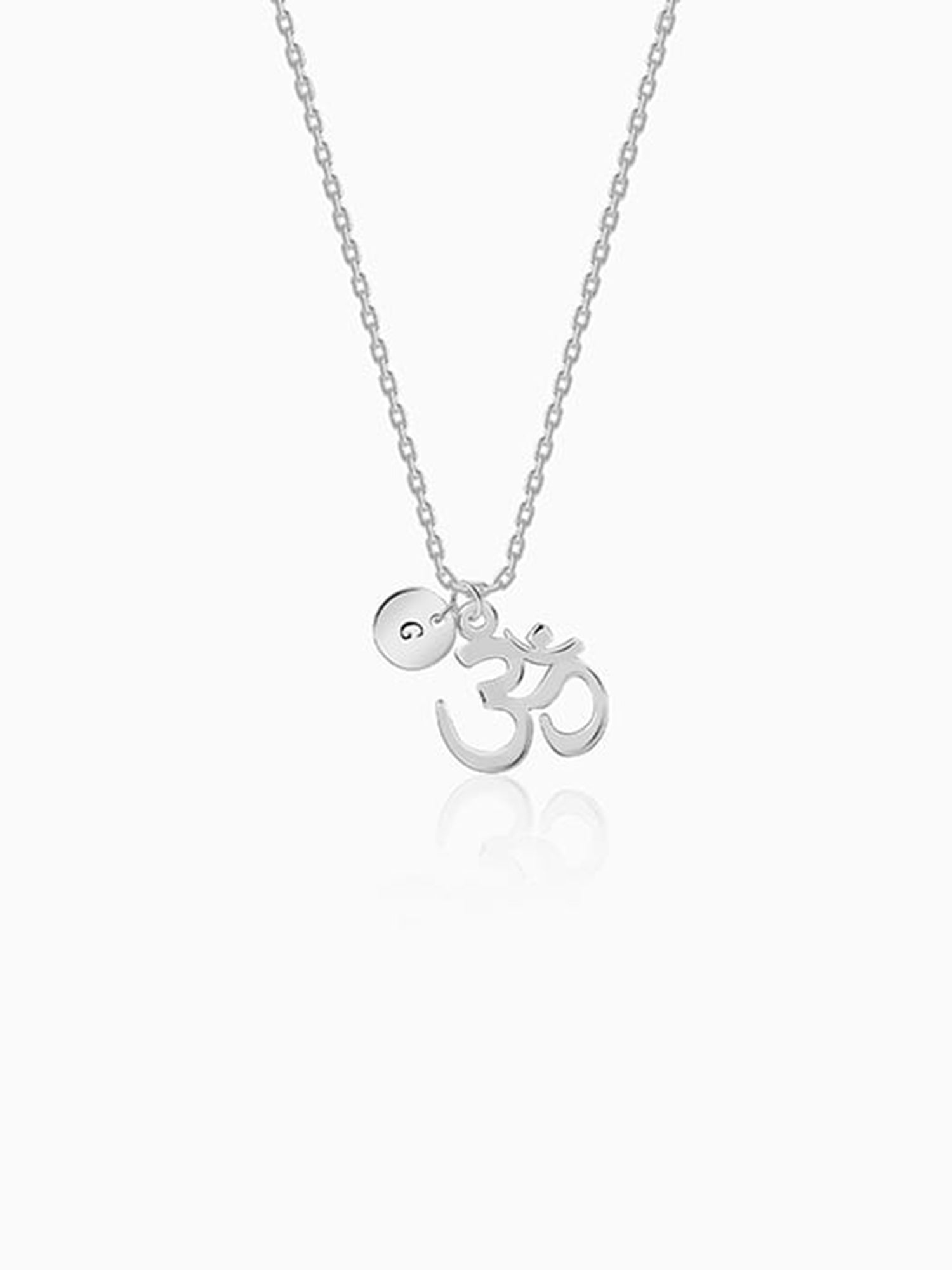Silver Personalised Om Pendant With Link Chain