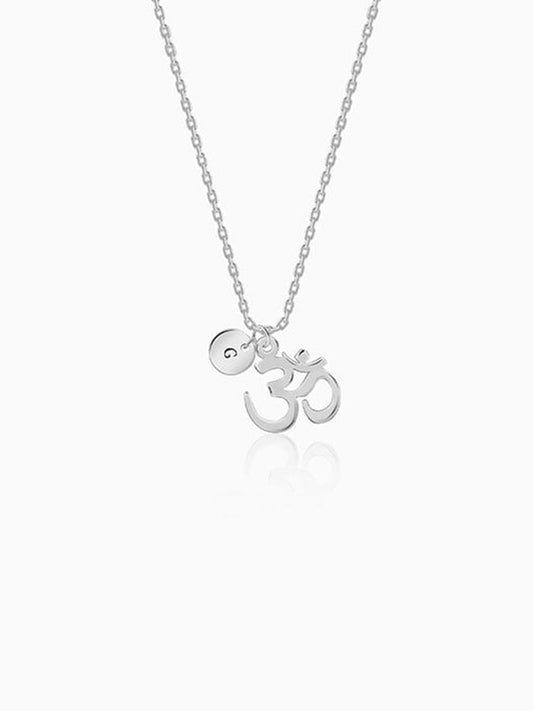 Silver Personalised Om Pendant With Link Chain