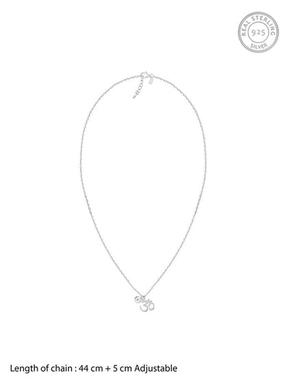 Silver Personalised Om Pendant With Link Chain