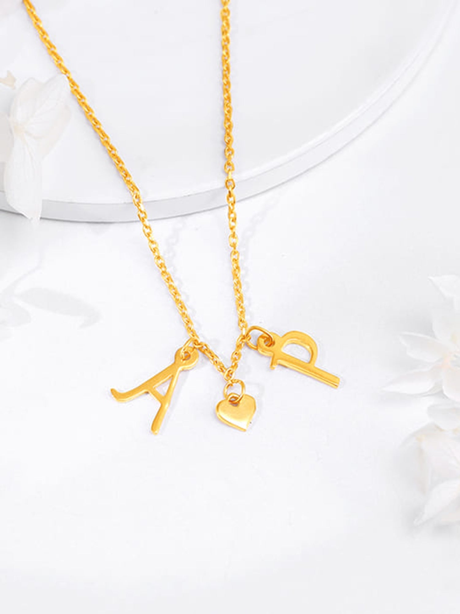 Golden Personalised Love Initials Necklace