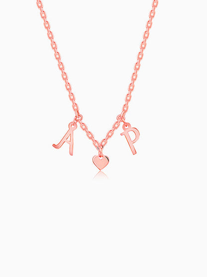 Rose Gold Personalised Love Initials Necklace