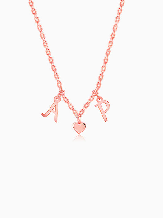 Rose Gold Personalised Love Initials Necklace