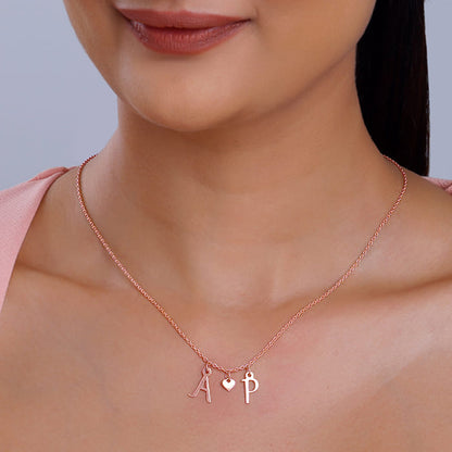Rose Gold Personalised Love Initials Necklace
