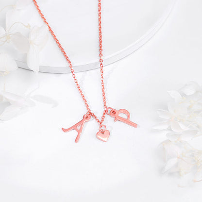 Rose Gold Personalised Love Initials Necklace