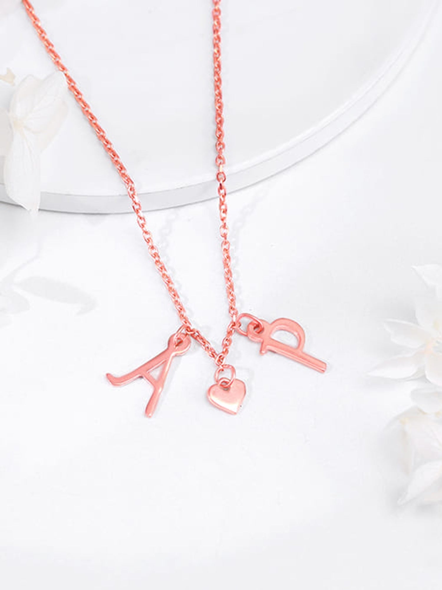 Rose Gold Personalised Love Initials Necklace