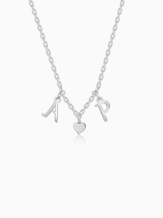 Silver Personalised Love Initials Necklace