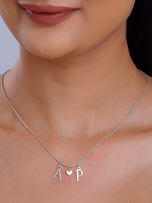 Silver Personalised Love Initials Necklace