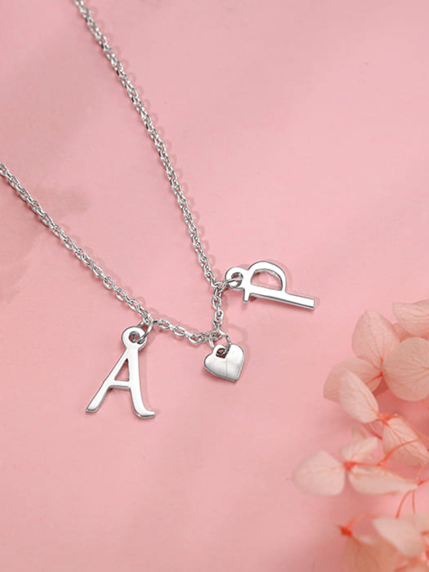 Silver Personalised Love Initials Necklace