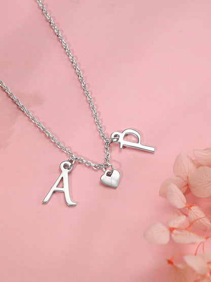 Silver Personalised Love Initials Necklace
