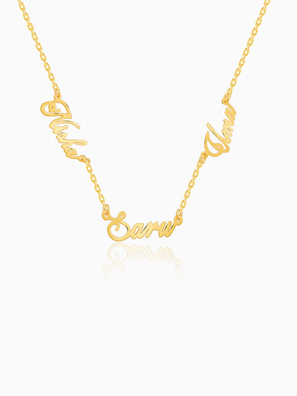 Golden Personalised Bestie Trio Name Necklace