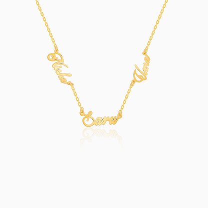 Golden Personalised Bestie Trio Name Necklace