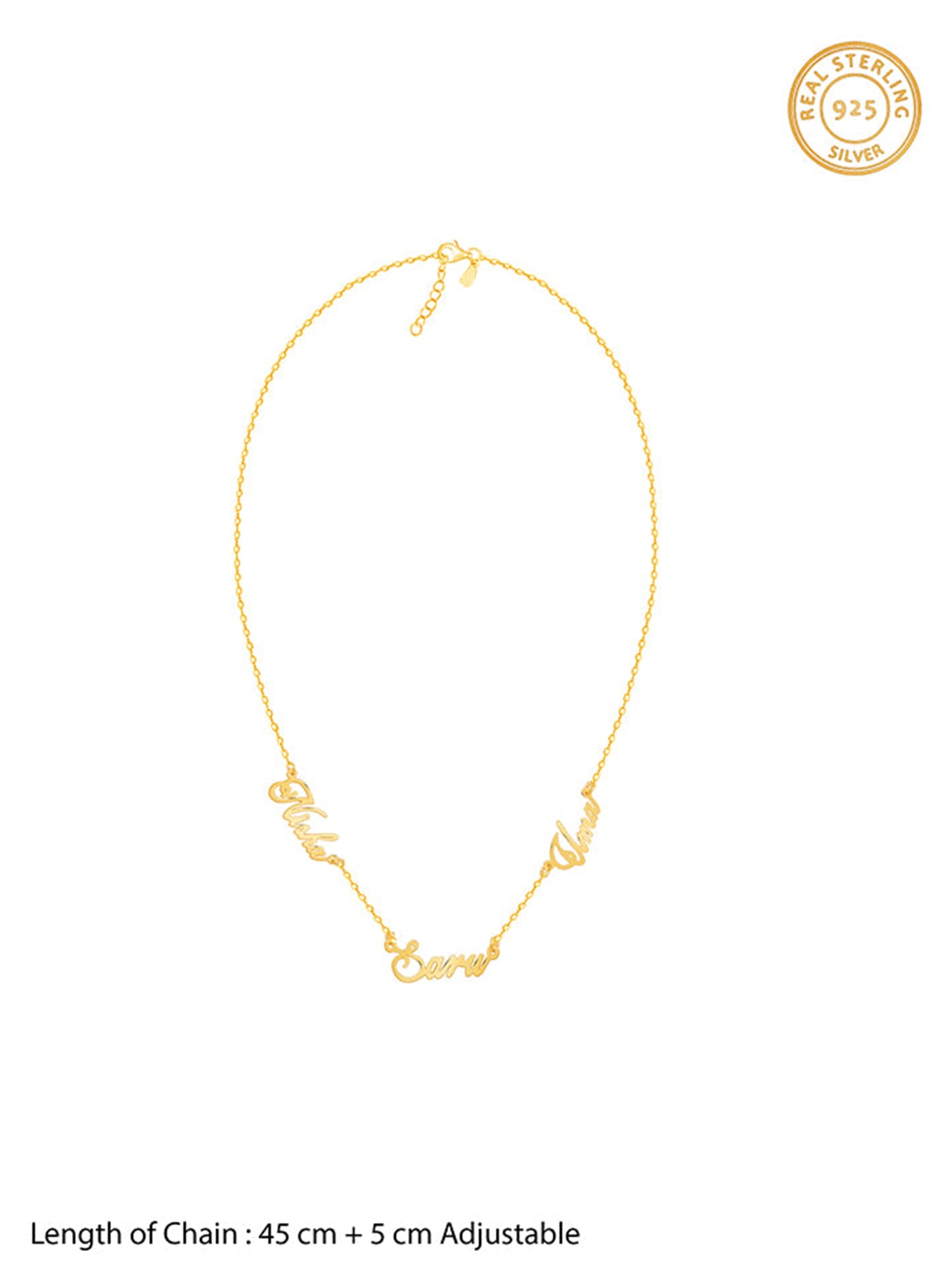 Golden Personalised Bestie Trio Name Necklace