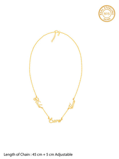 Golden Personalised Bestie Trio Name Necklace