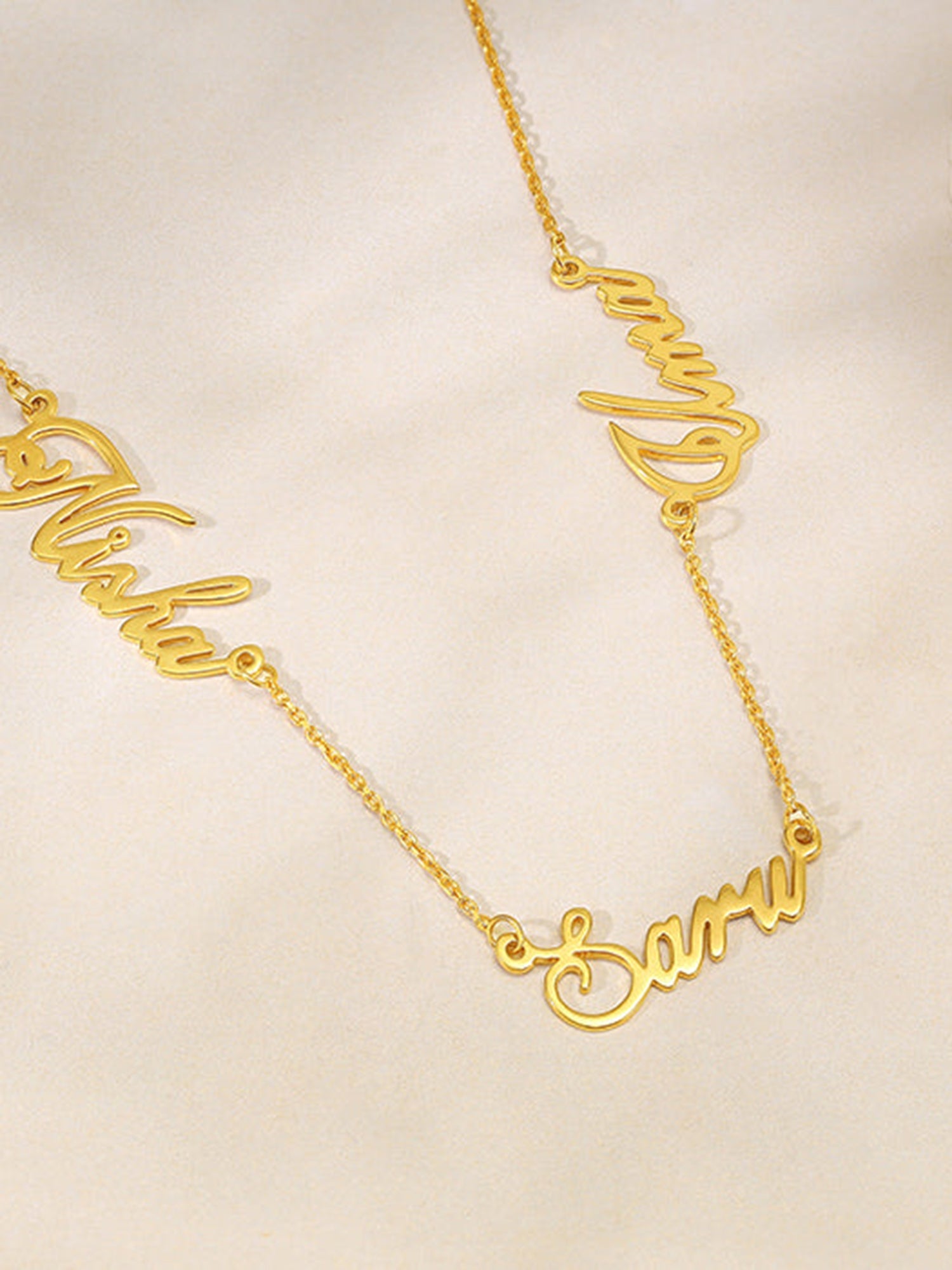 Golden Personalised Bestie Trio Name Necklace