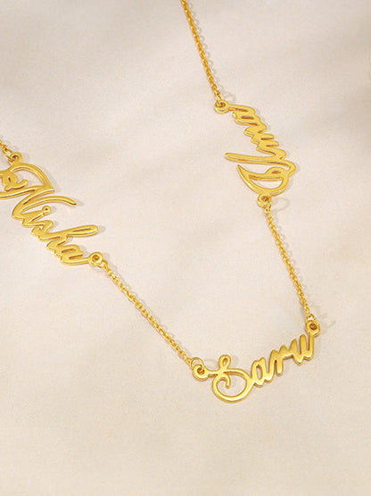 Golden Personalised Bestie Trio Name Necklace