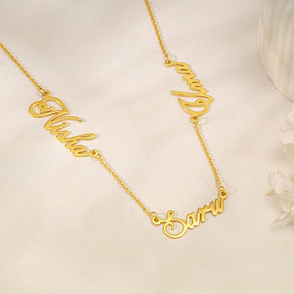 Golden Personalised Bestie Trio Name Necklace
