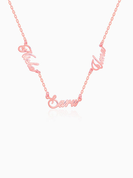 Rose Gold Personalised Bestie Trio Name Necklace