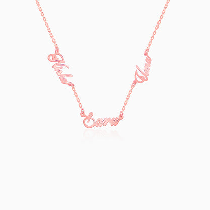 Rose Gold Personalised Bestie Trio Name Necklace