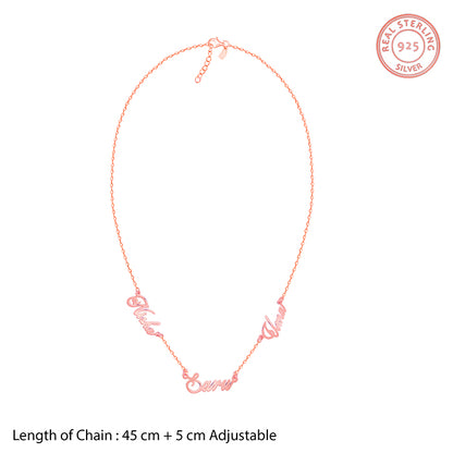 Rose Gold Personalised Bestie Trio Name Necklace