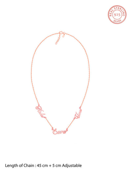 Rose Gold Personalised Bestie Trio Name Necklace