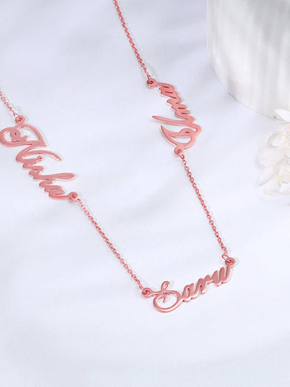 Rose Gold Personalised Bestie Trio Name Necklace