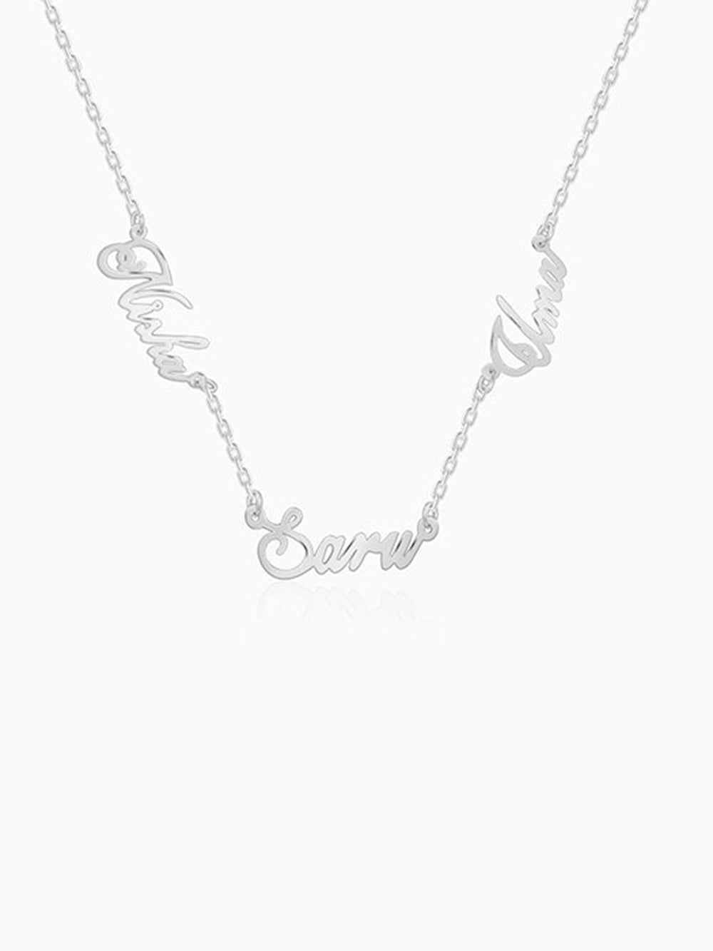 Silver Personalised Bestie Trio Name Necklace