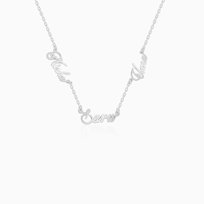 Silver Personalised Bestie Trio Name Necklace