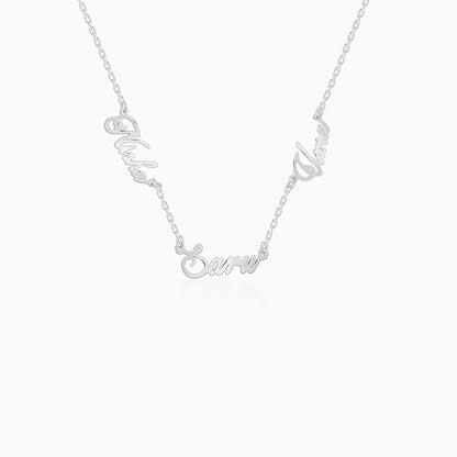 Silver Personalised Bestie Trio Name Necklace