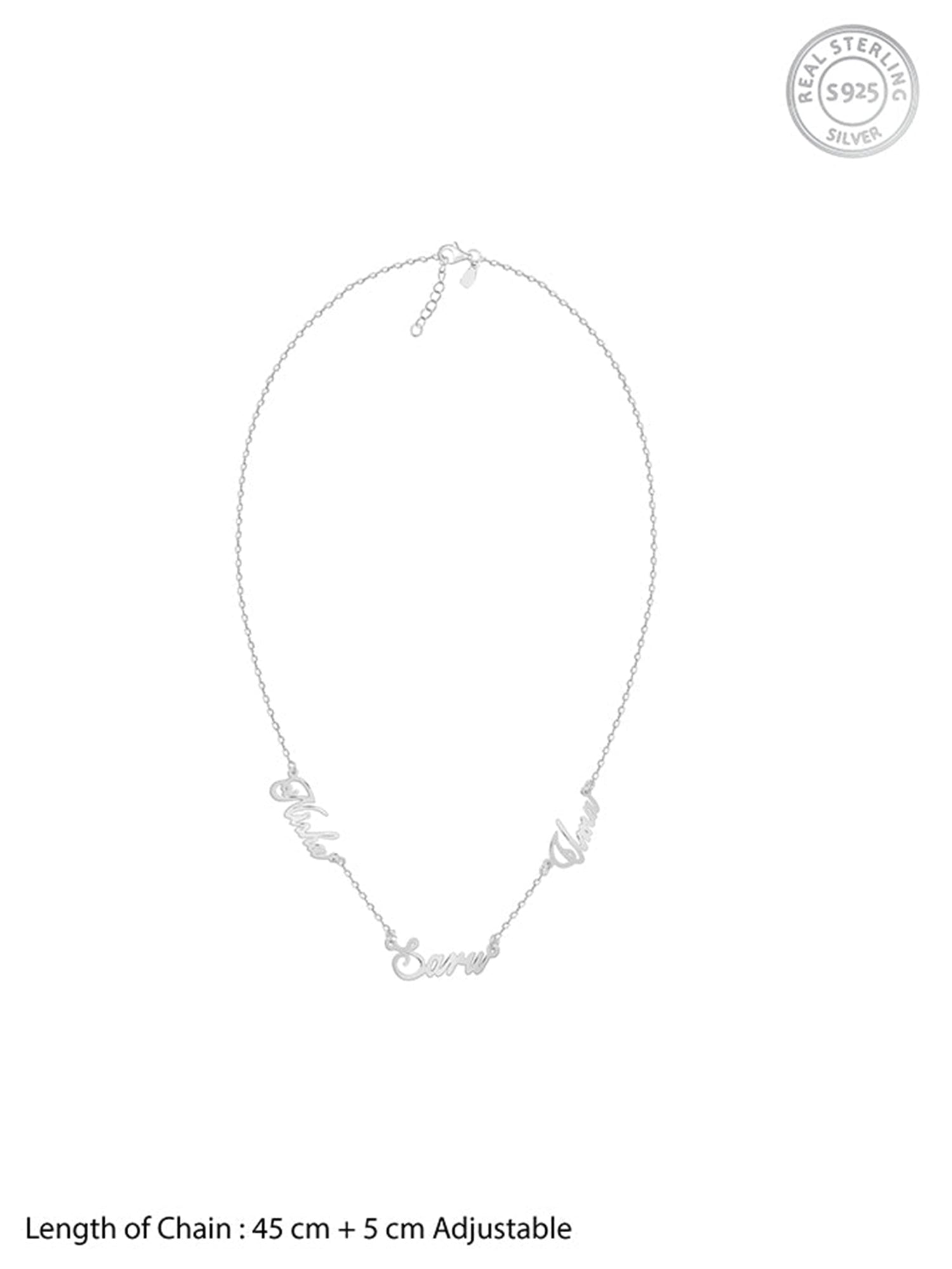 Silver Personalised Bestie Trio Name Necklace