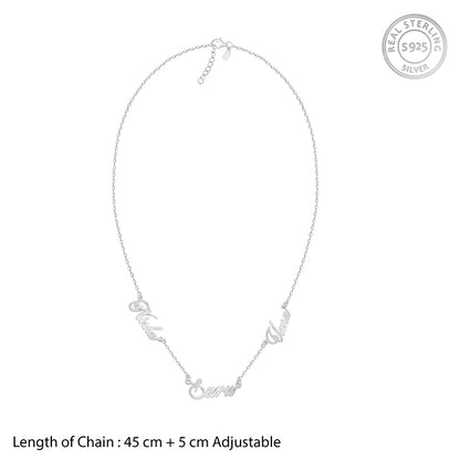 Silver Personalised Bestie Trio Name Necklace