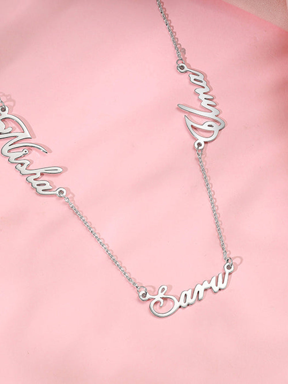 Silver Personalised Bestie Trio Name Necklace