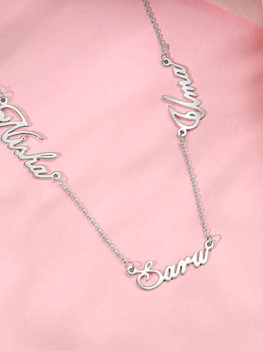 Silver Personalised Bestie Trio Name Necklace