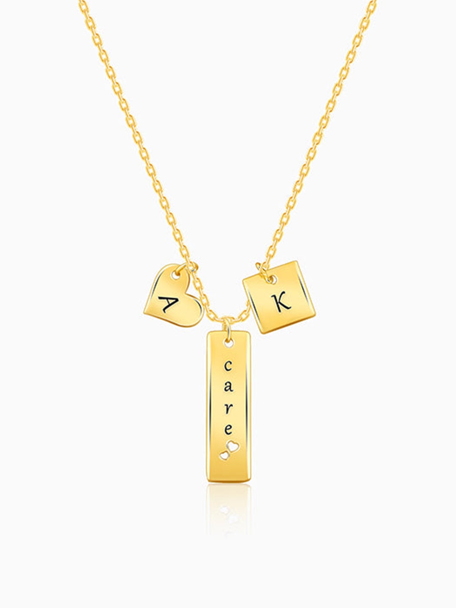 Golden Personalised Initial Charm Pendant With Link Chain
