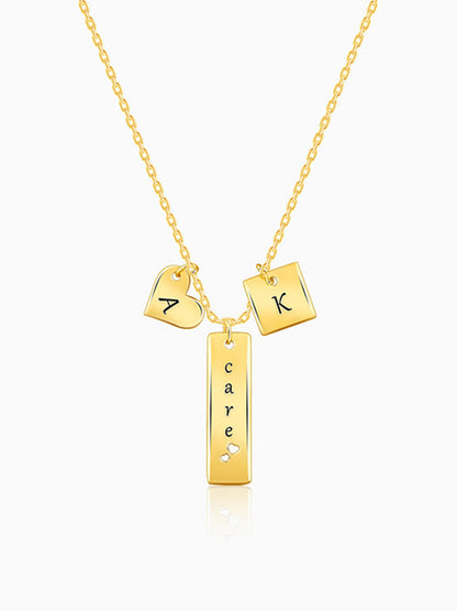 Golden Personalised Initial Charm Pendant With Link Chain