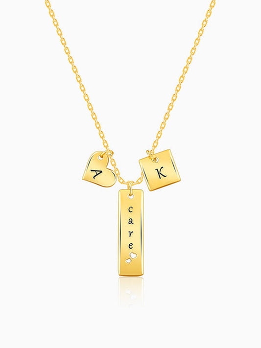 Golden Personalised Initial Charm Pendant With Link Chain