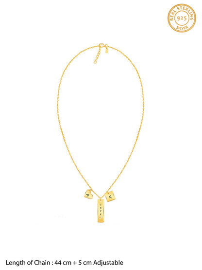 Golden Personalised Initial Charm Pendant With Link Chain