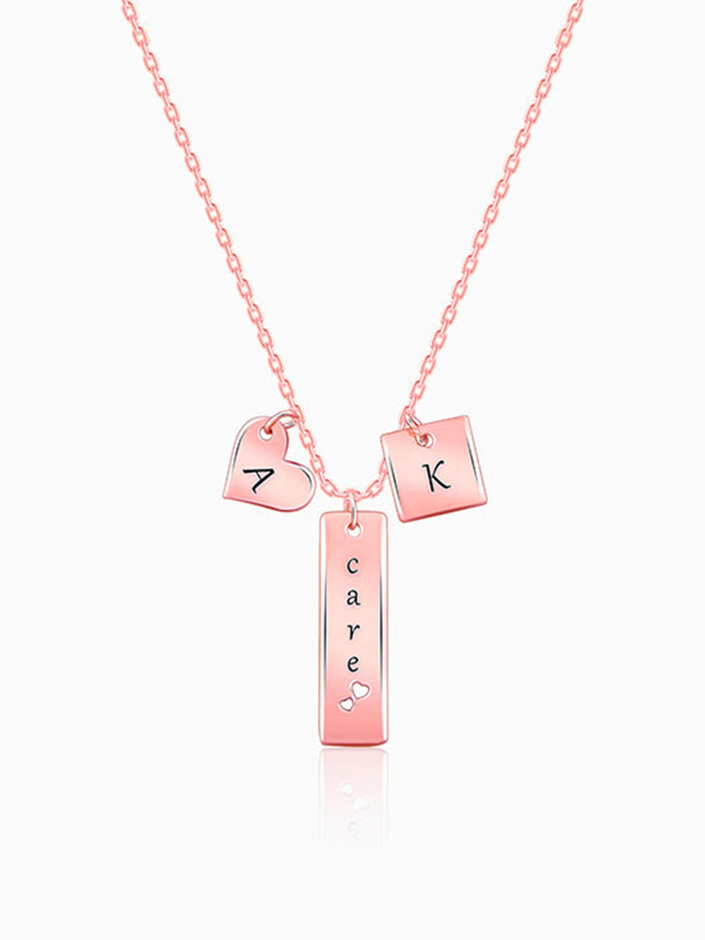 Rose Gold Personalised Initial Charm Pendant With Link Chain