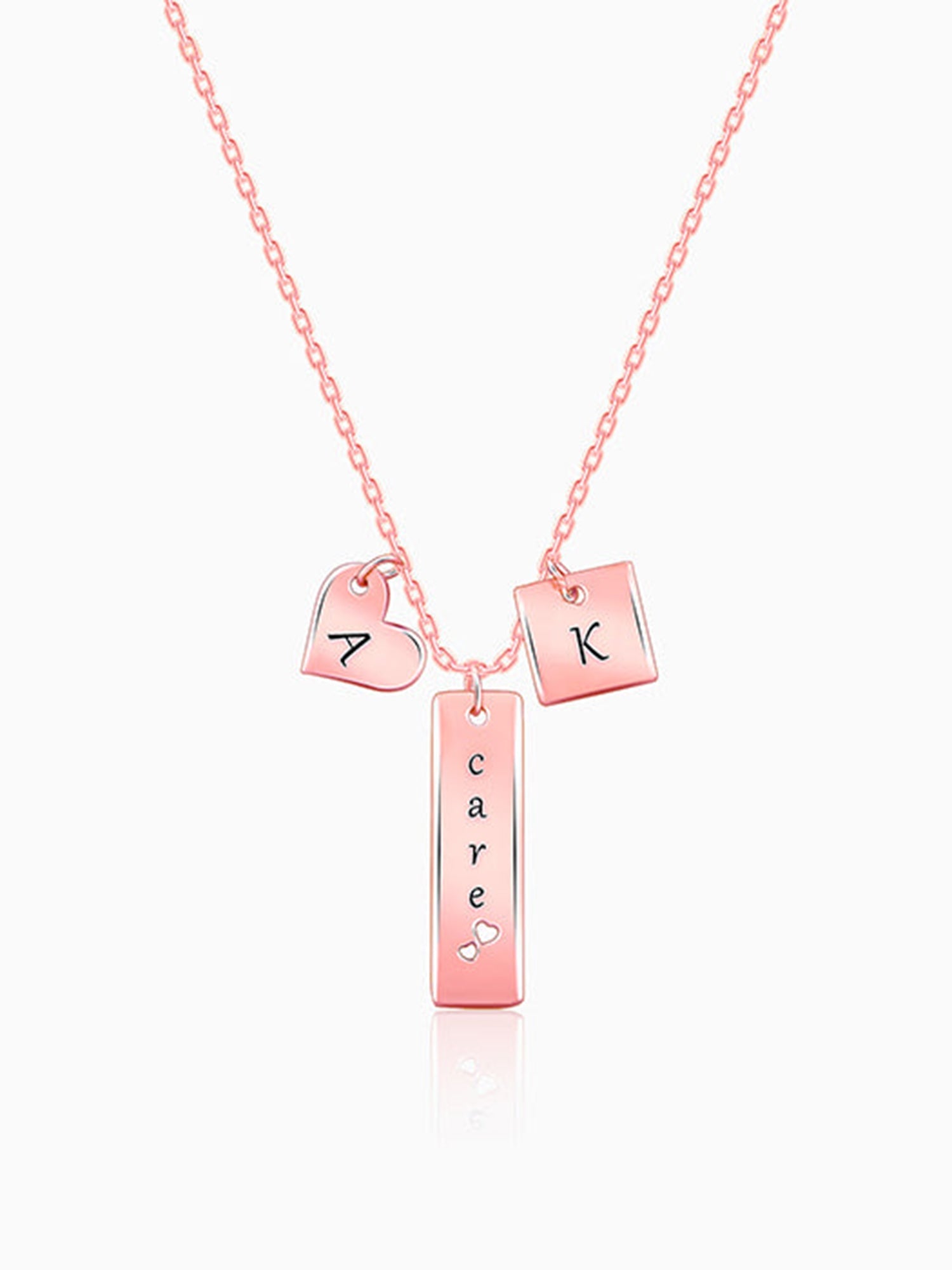 Rose Gold Personalised Initial Charm Pendant With Link Chain