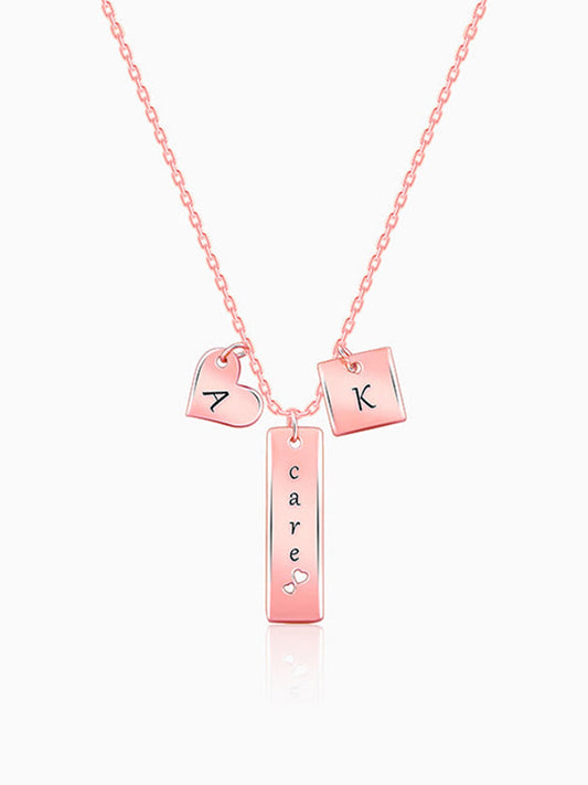 Rose Gold Personalised Initial Charm Pendant With Link Chain