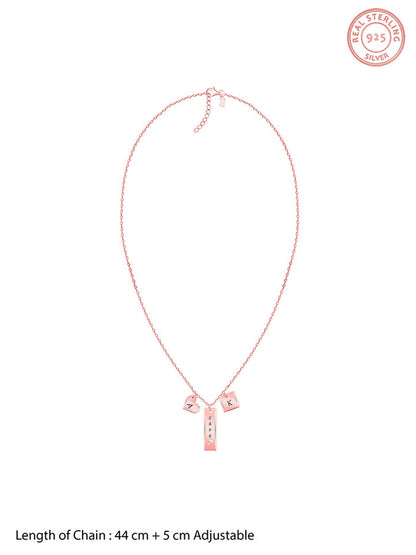 Rose Gold Personalised Initial Charm Pendant With Link Chain