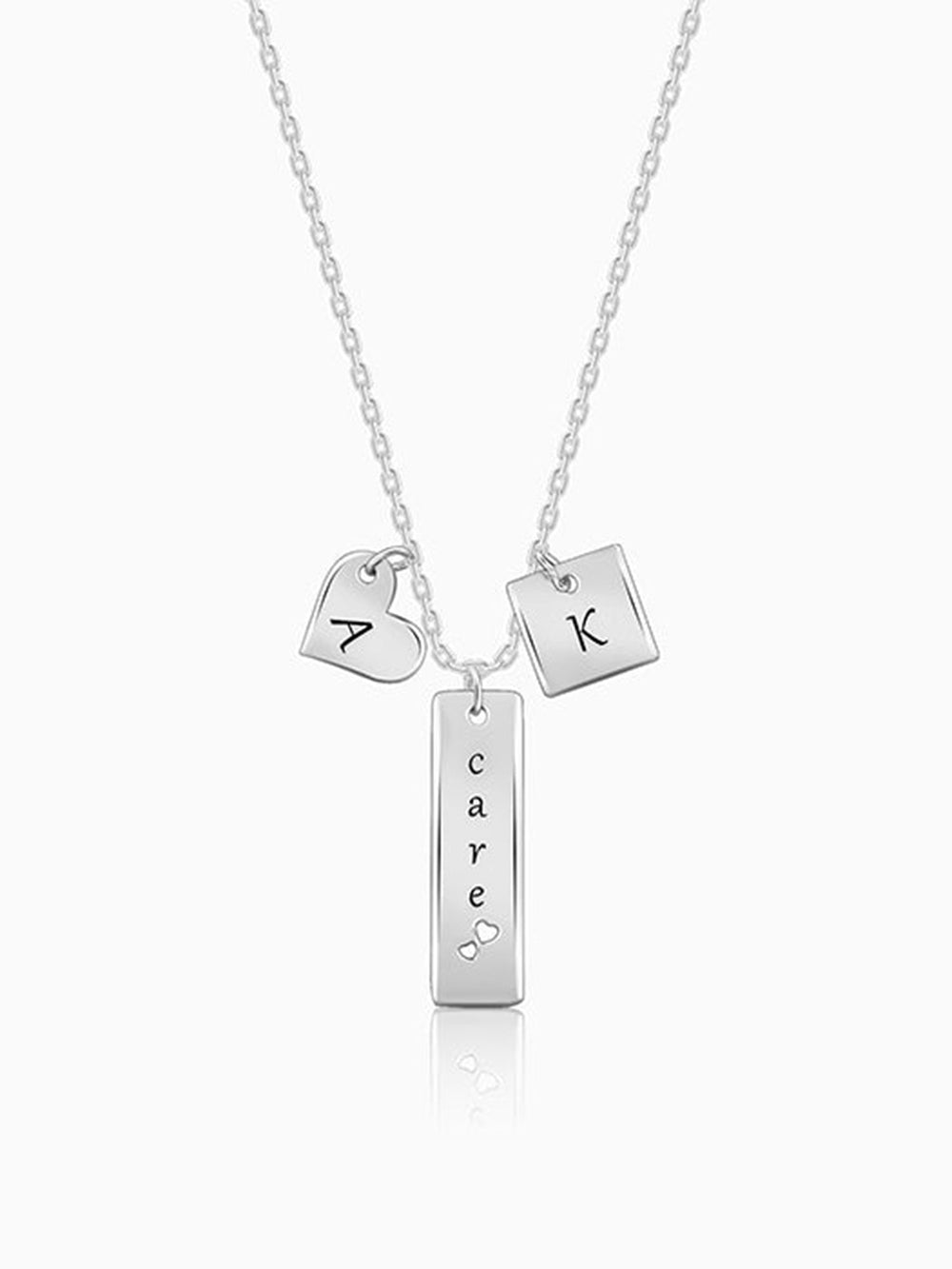 Silver Personalised Initial Charm Pendant With Link Chain