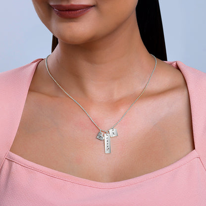 Silver Personalised Initial Charm Pendant With Link Chain