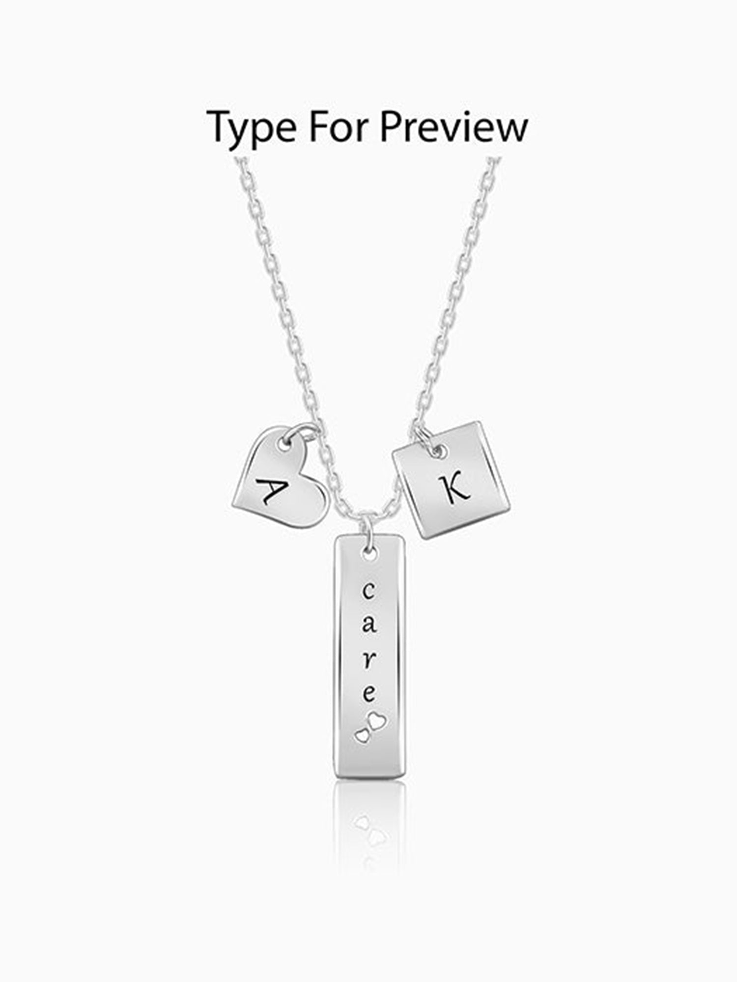 Silver Personalised Initial Charm Pendant With Link Chain