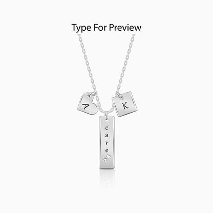 Silver Personalised Initial Charm Pendant With Link Chain