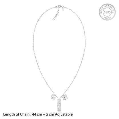 Silver Personalised Initial Charm Pendant With Link Chain