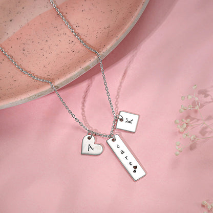 Silver Personalised Initial Charm Pendant With Link Chain
