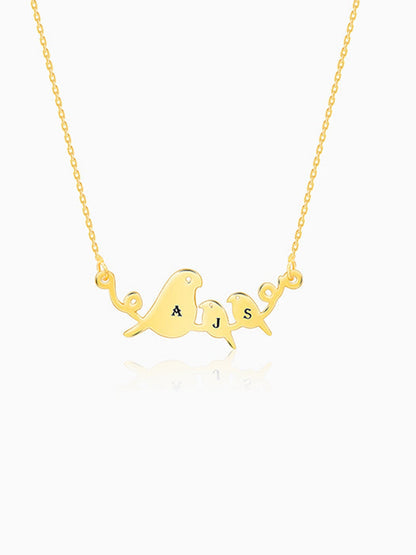 Golden Personalised Birdie Initial Necklace