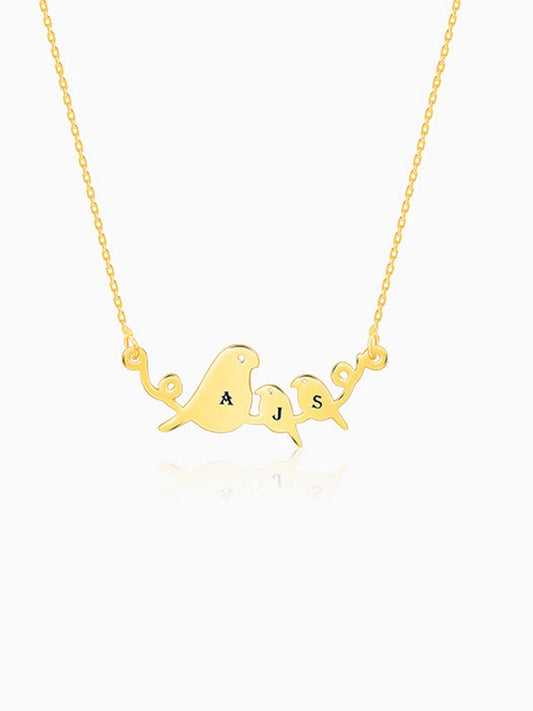 Golden Personalised Birdie Initial Necklace